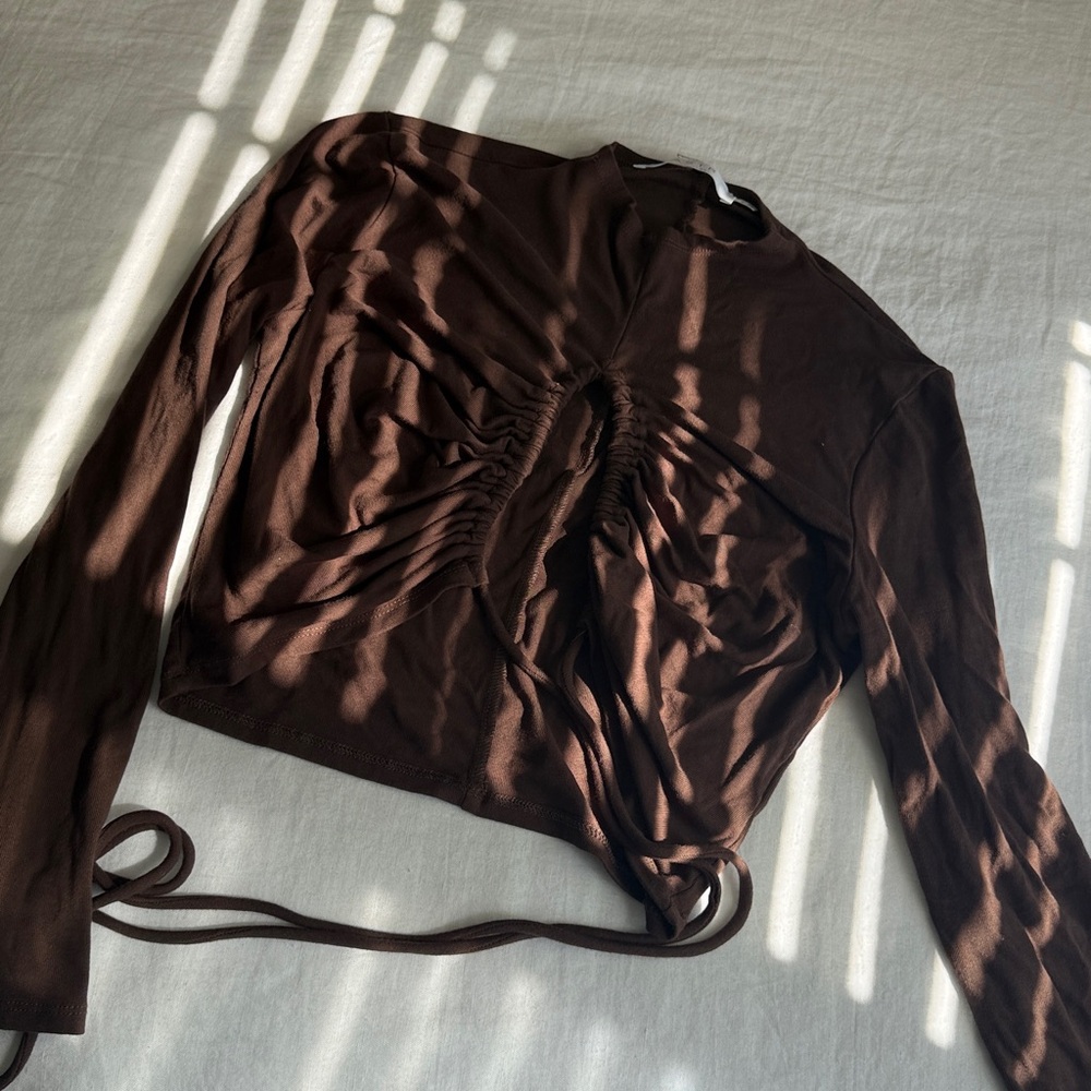 Astr Chocolate Ruched Blouse